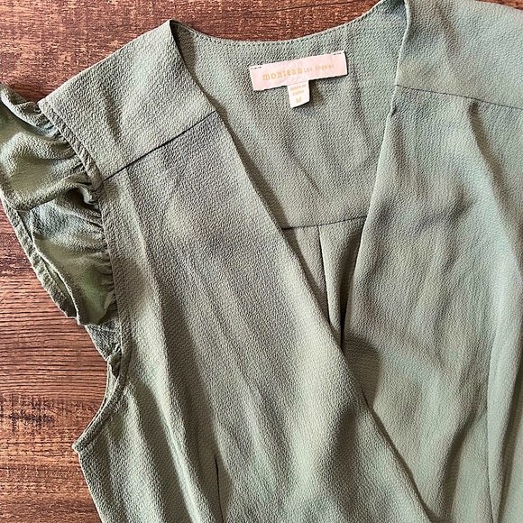 Sage Green Tie Blouse - Picture 3 of 4